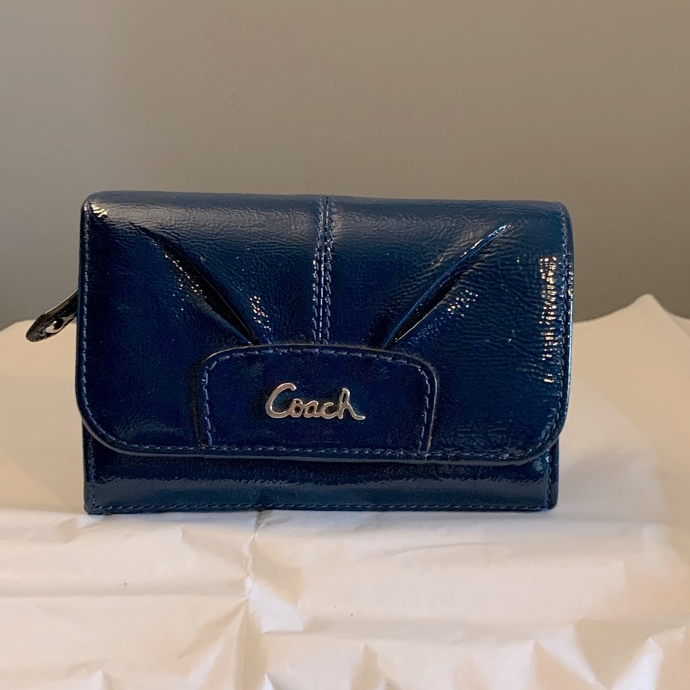 Coach Navy Patent Leather Wallet